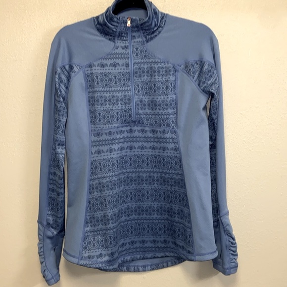 CALIA by Carrie Underwood Blue Floral Graphic Zip Athleisure Jacket 5021 - Picture 3 of 9